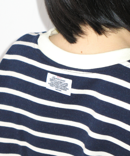 ELBOW PATCH STRIPE SWEATSHIRT NAVY