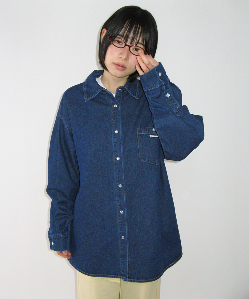 BUTTON POCKET DENIM SHIRT INDIGO BLUE