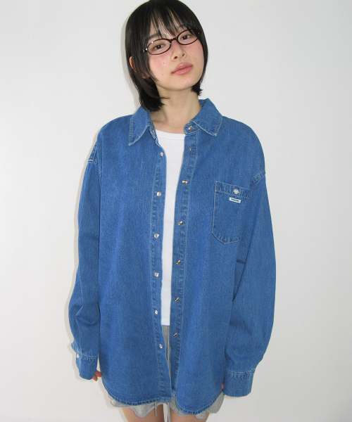 BUTTON POCKET DENIM SHIRT MEDIUM BLUE
