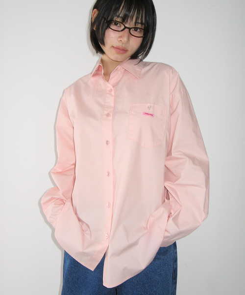 BUTTON POCKET OVERSIZED SHIRT SOFT PINK