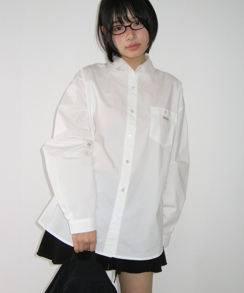 BUTTON POCKET OVERSIZED SHIRT WHITE