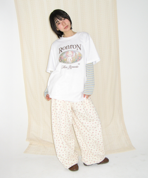 FLOWER CAT OVER FIT T SHIRT WHITE