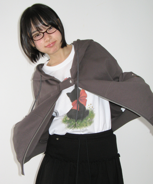 RIBBON CAT BASIC FIT T SHIRT WHITE