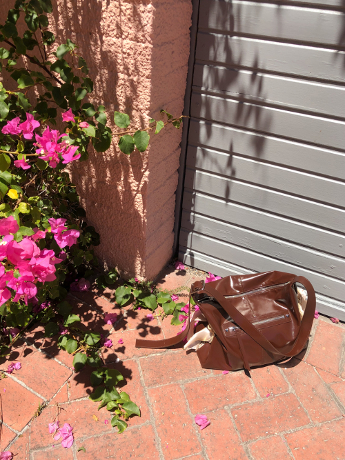 Pillow ribbon bag_chocolate brown