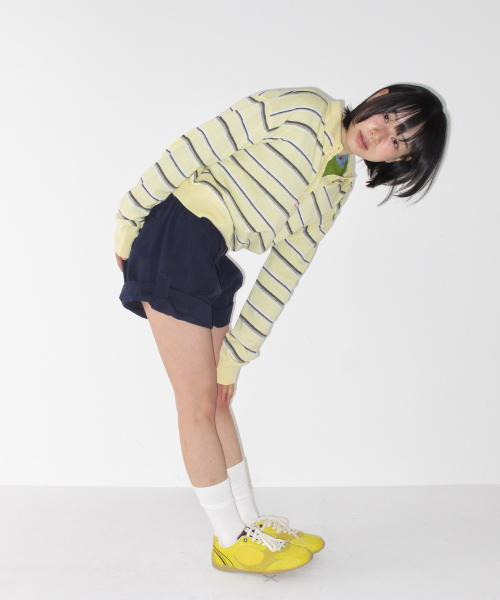LOOSE FIT STRIPE COLLAR KNIT SOFT YELLOW
