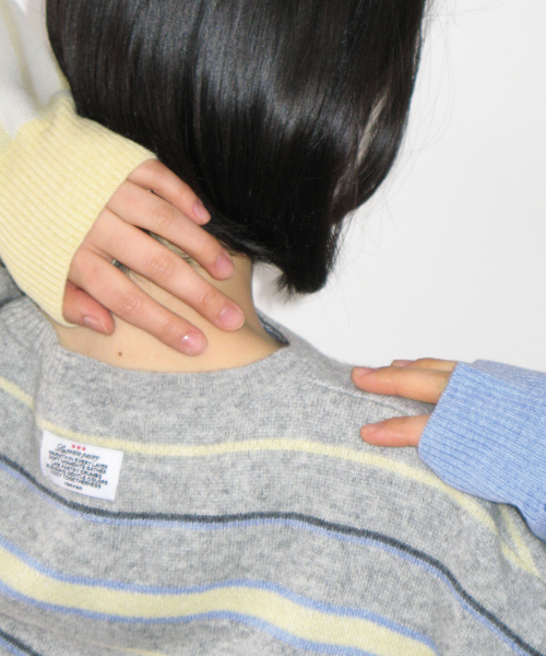 MULTI STRIPE OVERSIZED KNIT GREY