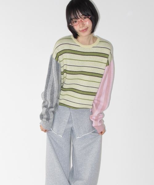 MULTI STRIPE OVERSIZED KNIT SOFT YELLOW