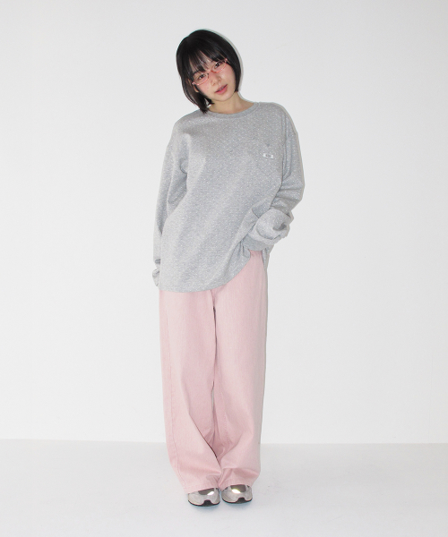DOT HEART POCKET OVER FIT LONG SLEEVE GREY