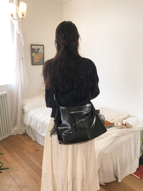 Pillow ribbon bag_black