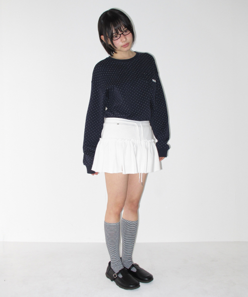 DOT HEART POCKET OVER FIT LONG SLEEVE NAVY