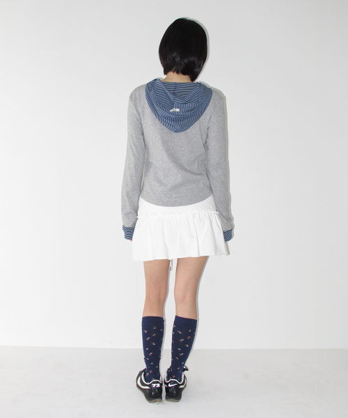 BUTTON CUFF HOODIE LONG SLEEVE GREY