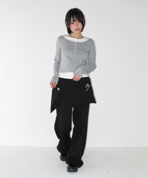 LAYERED HENRYNECK LONG SLEEVE GREY