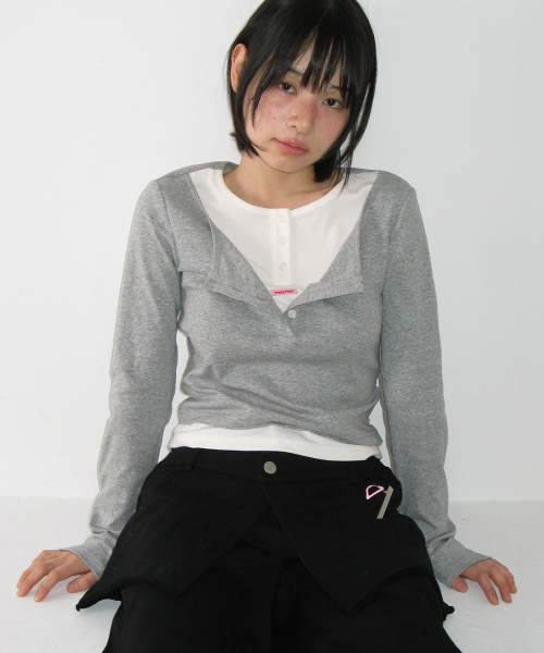 LAYERED HENRYNECK LONG SLEEVE GREY