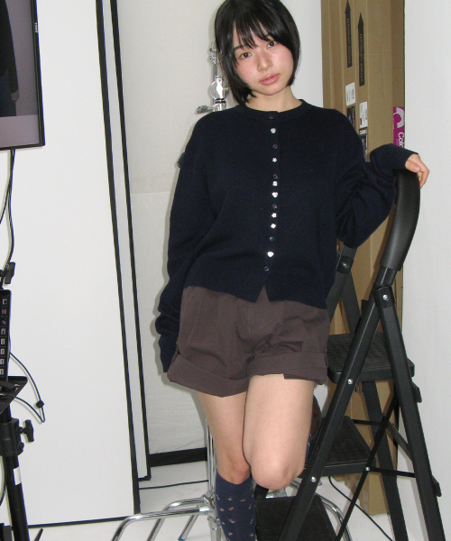 DECORATIVE BUTTON KNIT CARDIGAN NAVY