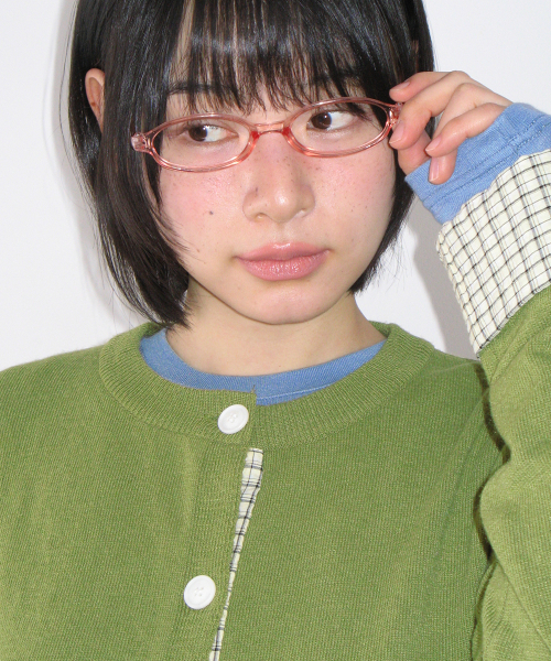 CHECK SHIRT POINTED KNIT CARDIGAN OLIVE