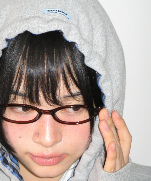 CHECK PATCH HOODIE ZIP UP GREY