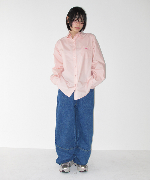 SEAM DETAIL BANDING DENIM PANTS MEDIUM BLUE