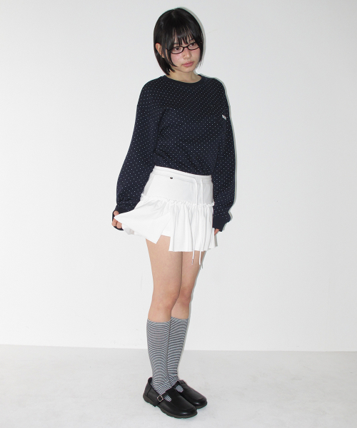 SOFT SHIRRING PANTSKIRT WHITE