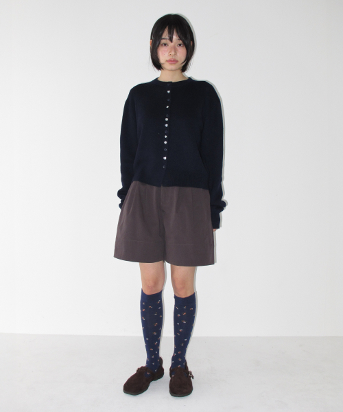 BUTTON ROLL UP SHORTS CHARCOAL
