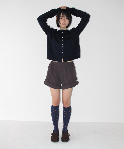 BUTTON ROLL UP SHORTS CHARCOAL