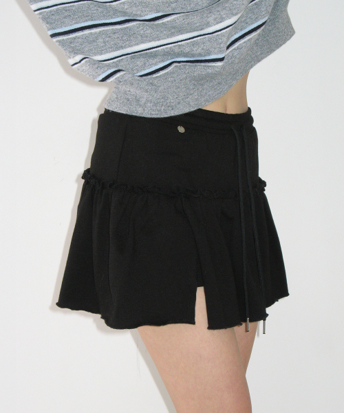 SOFT SHIRRING PANTSKIRT BLACK