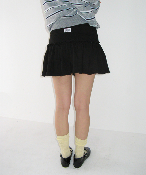 SOFT SHIRRING PANTSKIRT BLACK
