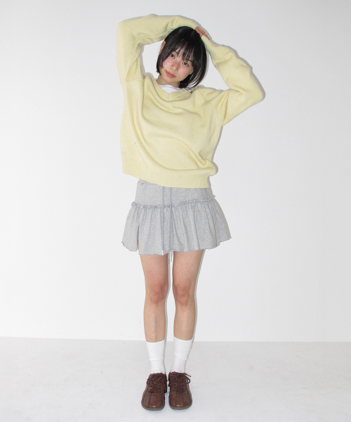 SOFT SHIRRING PANTSKIRT GREY