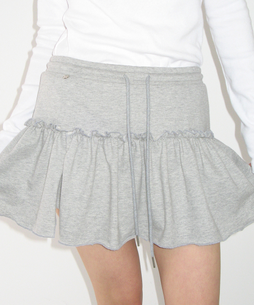 SOFT SHIRRING PANTSKIRT GREY