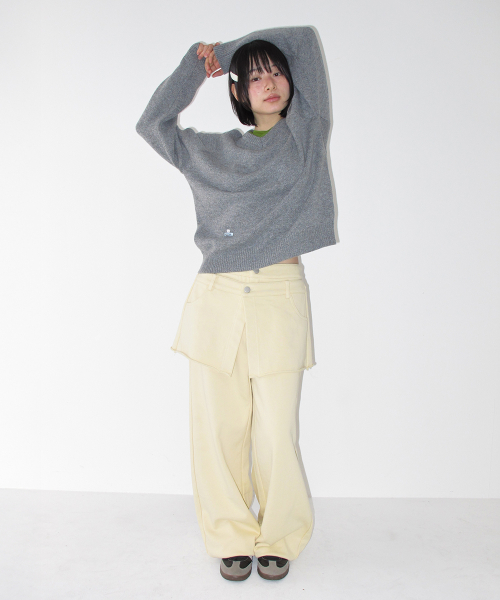 SKIRT LAYERED SWEAT PANTS SOFT YELLOW