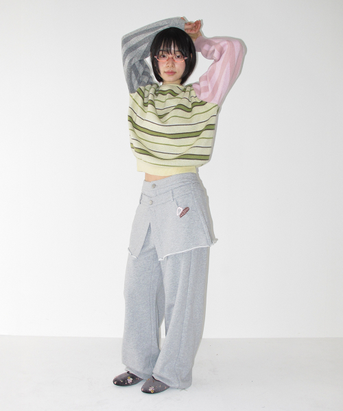 SKIRT LAYERED SWEAT PANTS GREY