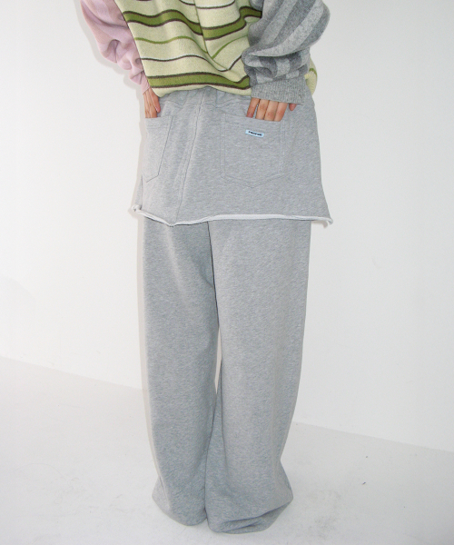 SKIRT LAYERED SWEAT PANTS GREY