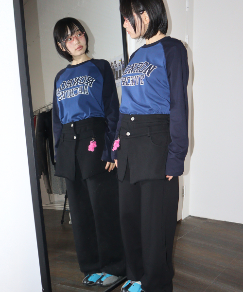 SKIRT LAYERED SWEAT PANTS BLACK