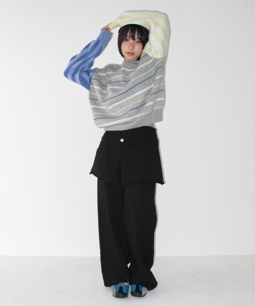 SKIRT LAYERED SWEAT PANTS BLACK