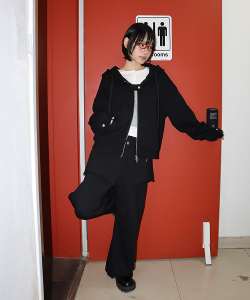 SKIRT LAYERED SWEAT PANTS BLACK