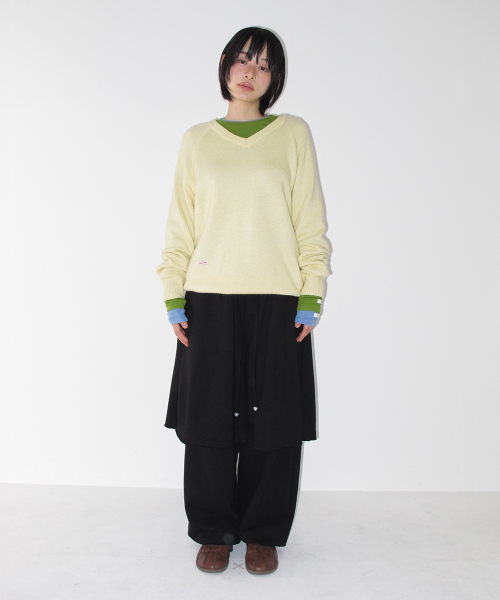 LAYERED SKIRT SWEAT PANTS BLACK