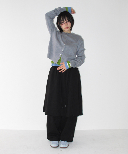 LAYERED SKIRT SWEAT PANTS BLACK