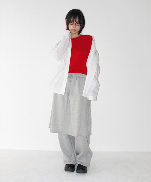LAYERED SKIRT SWEAT PANTS GREY