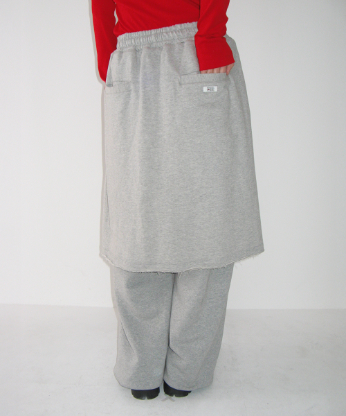 LAYERED SKIRT SWEAT PANTS GREY