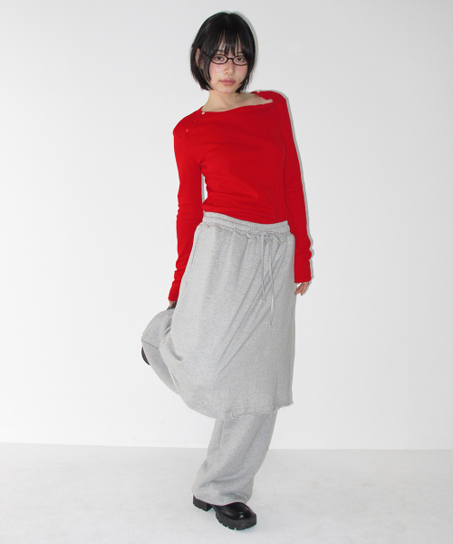 LAYERED SKIRT SWEAT PANTS GREY