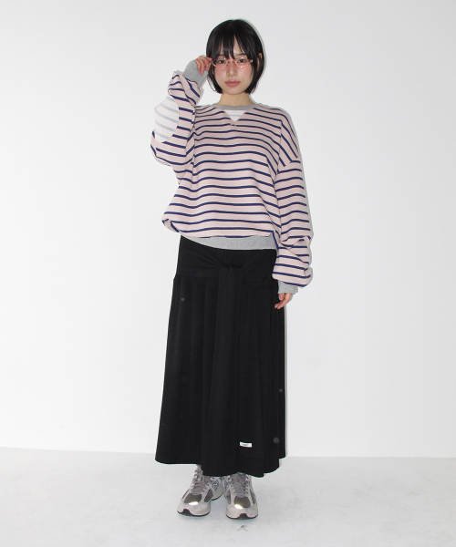 STRAP KNOT LONG SKIRT BLACK