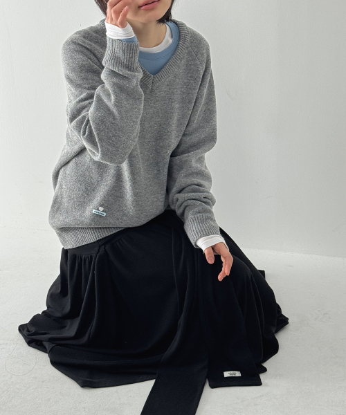 STRAP KNOT LONG SKIRT BLACK