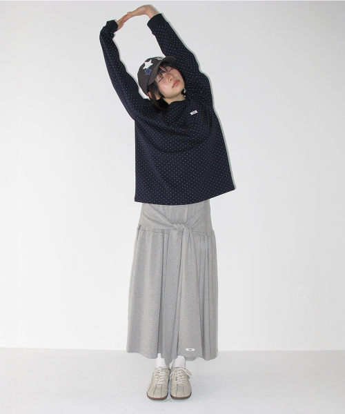 STRAP KNOT LONG SKIRT GREY