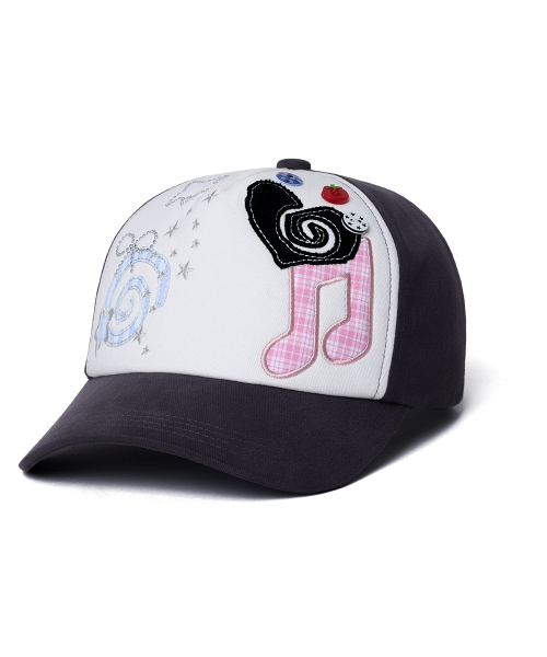 [× ILLIT] PATCHWORK CAP - DARK GREY
