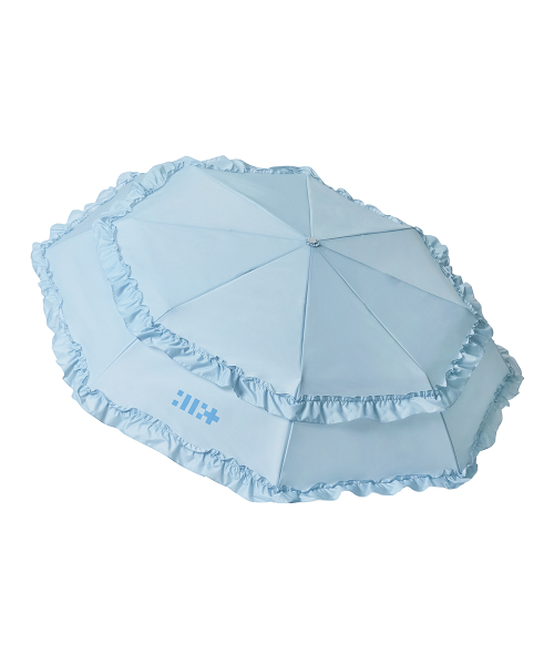 [× ILLIT] SHORT FRILLED UMBRELLA - SKY BLUE