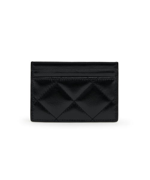 PUFF QUILT CARD WALLET IN BLACK