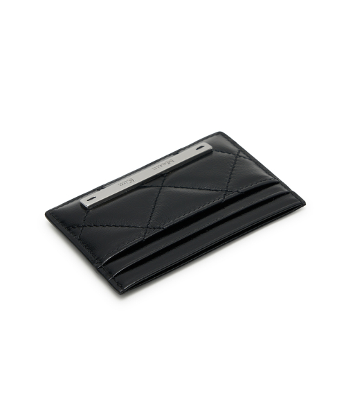PUFF QUILT CARD WALLET IN BLACK