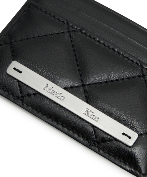 PUFF QUILT CARD WALLET IN BLACK