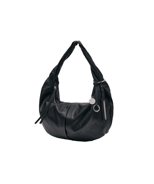 TWIST HANDLE SMALL HOBO BAG IN BLACK
