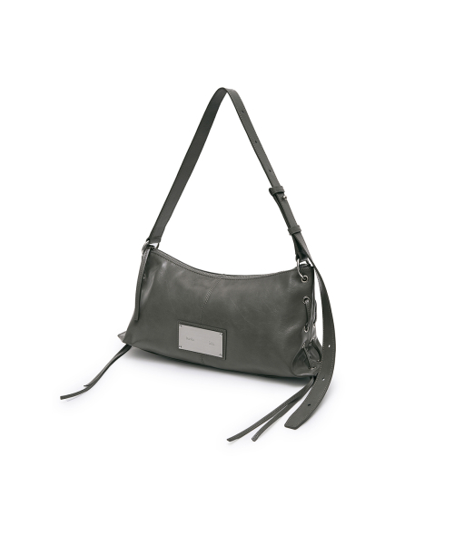 EYELET SHIRRING SHOULDER BAG IN GREY