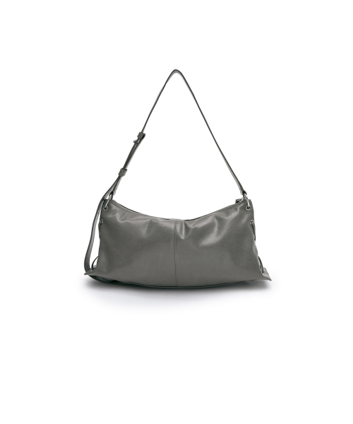 EYELET SHIRRING SHOULDER BAG IN GREY